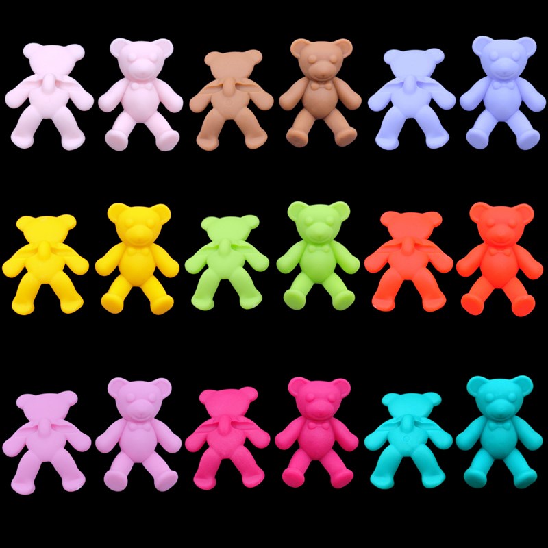 Bộ 2 Hạt Nhựa Hình Gấu 33x30mm Nhiều Màu Sắc