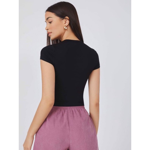 Áo thun croptop nữ co giãn 4 chiều 46cm vnxk xịn