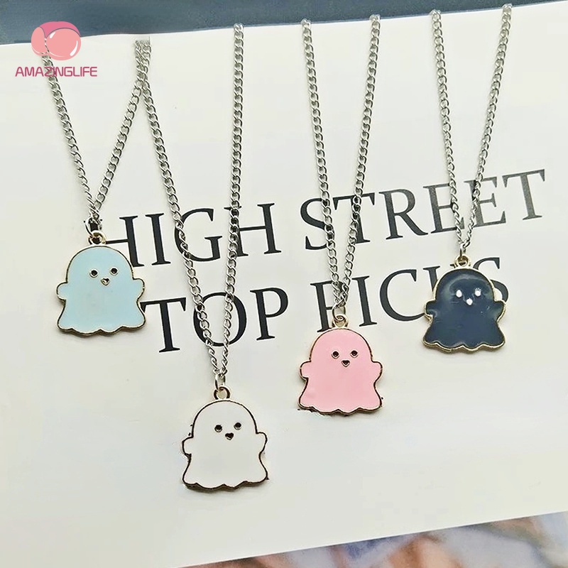 Dây Chuyền Kim Loại Mặt Hình Ma Hoạt Hình Đơn Giản Sáng Tạo