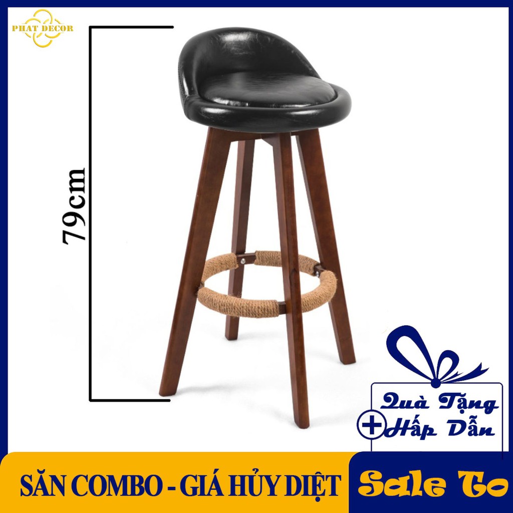 Ghế Quầy Bar 06 - Bar stools & chairs , bọc da cao cấp , chân gỗ thịt , xoay 360 độ nhập khẩu nguyên chiếc . Có Bảo Hành