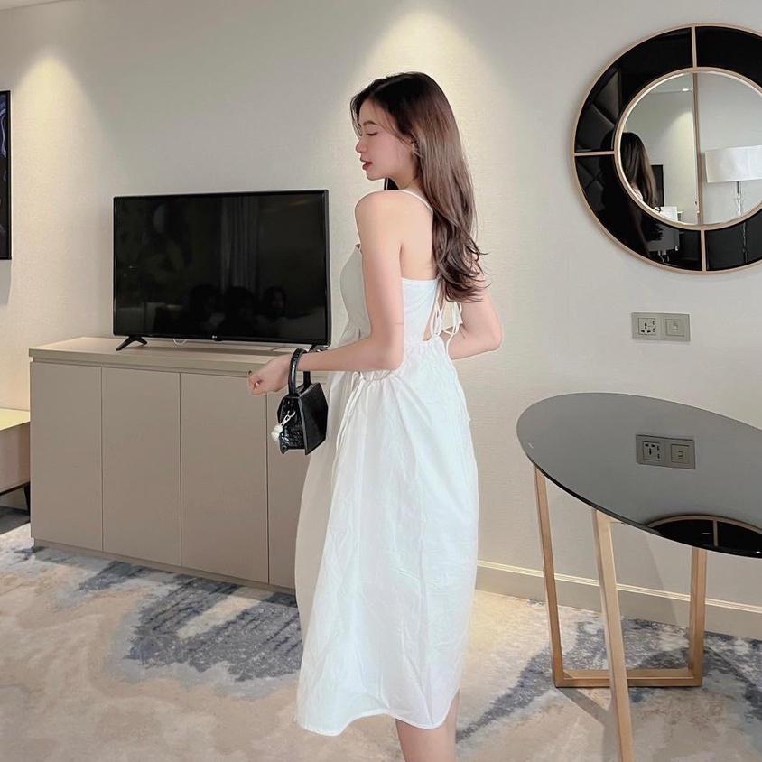 [Ảnh thật] Đầm babydoll 2 dây đan dây hở lưng