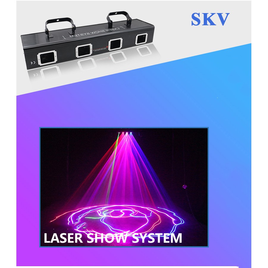 Đèn laser 4 cửa 7 màu, dùng cho sân khấu, phòng hát karaoke, bar và phòng bay