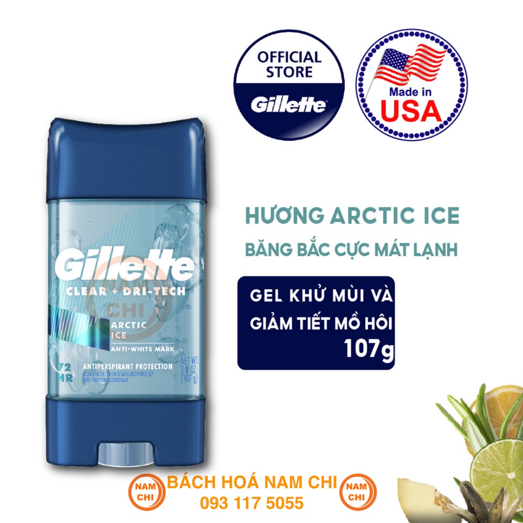 Lăn Khử Mùi Cho Nam Gillette Artic Ice 107g - Hàng Nhập Mỹ