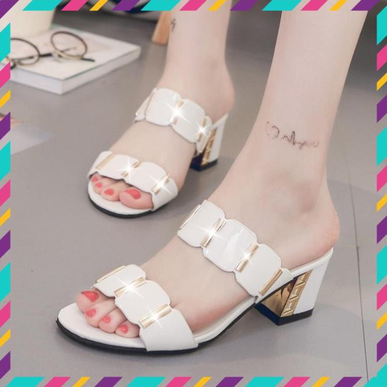 [SIÊU SALES] Dép nữ cao gót công sở quai ngang đế vuông hoặc đế nhọn