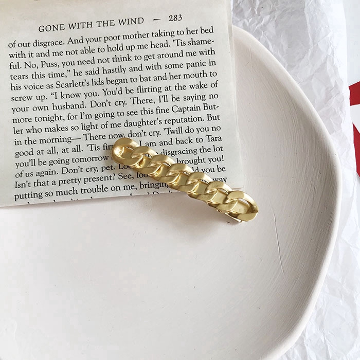 Kẹp Tóc Hình Nơ Phối Dây Xích Bằng Kim Loại Phong Cách Âu Mỹ Cổ Điển Thời Trang