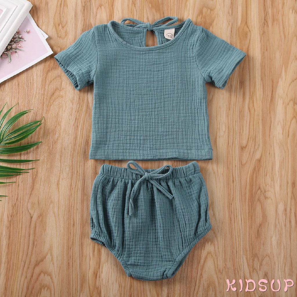 Bộ Áo Cotton + Quần Short Cho Bé Trai / Gái