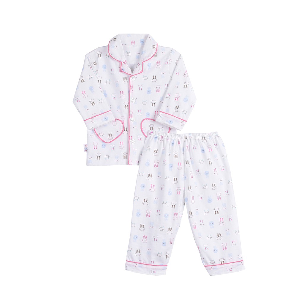 Bộ Pyjamas dài bé gái bông ngẫu nhiên BA0263 HELLO B&amp;B- HELLO BB