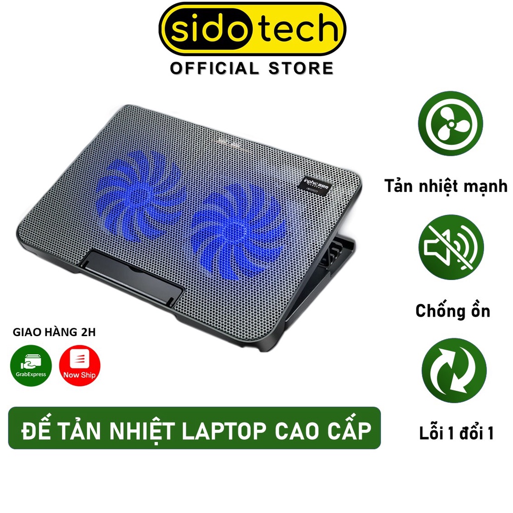 Đế tản nhiệt laptop Sidotech làm mát nhanh chống ồn chống trơn trượt kèm đèn Led phong cách giúp tăng FPS tránh giật lag