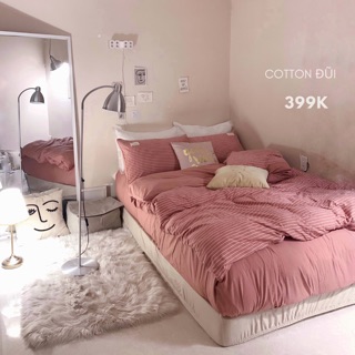BỘ CHĂN GA GỐI COTTON ĐŨI KẺ/CARO: full 9 màu (bảng 1)