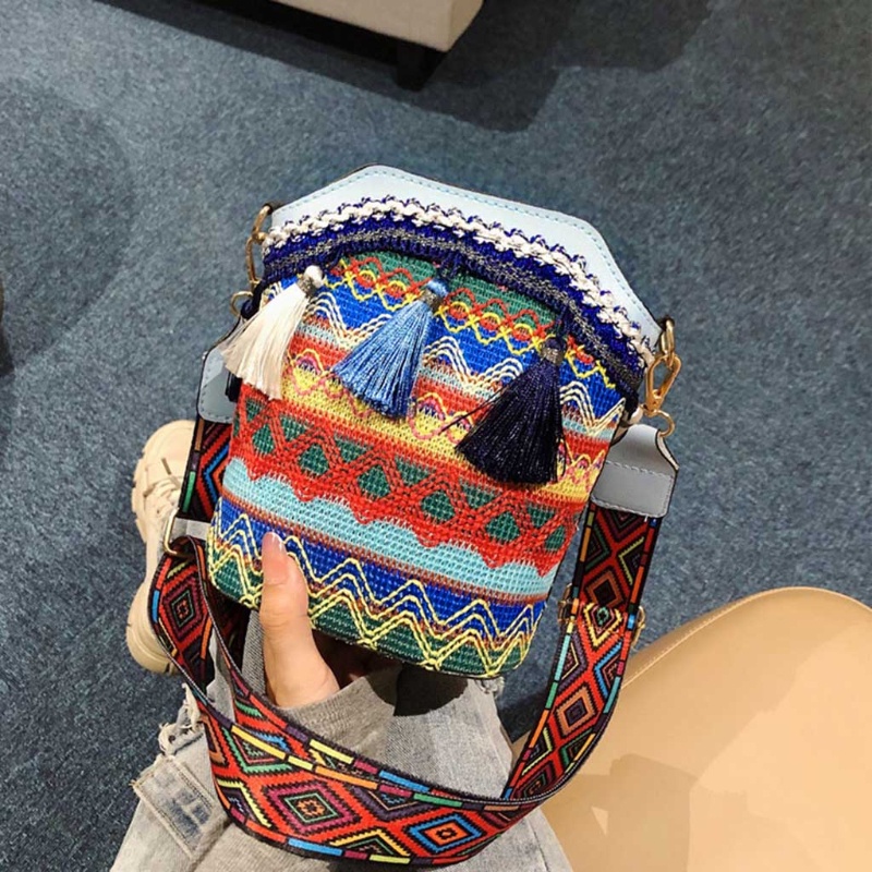 Túi Đựng Điện Thoại Đeo Chéo Thêu Họa Tiết Thổ Cẩm Phong Cách Boho Cổ Điển Dành Cho Nữ