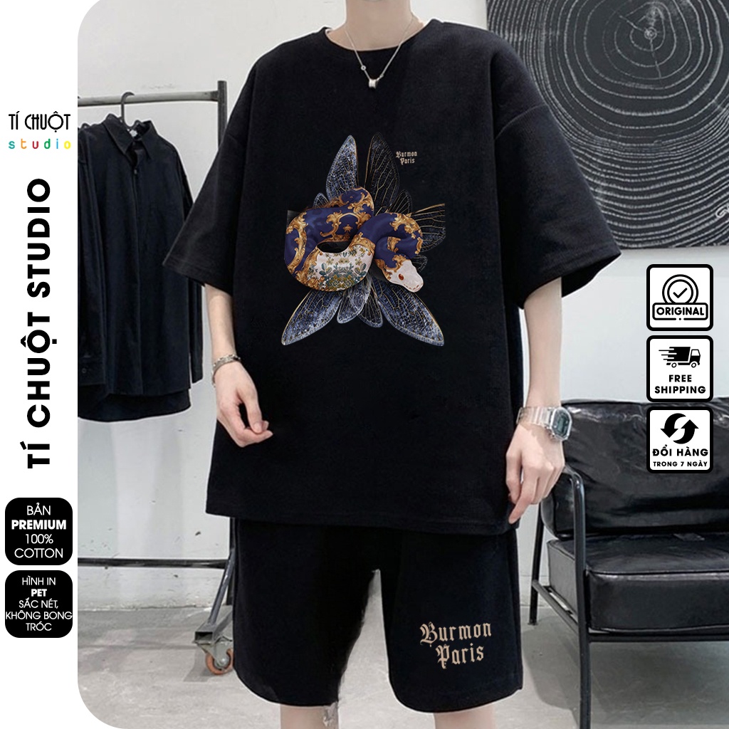 Bộ quần áo nam nữ Burmon Snake , set bộ thể thao unisex cotton mặc nhà mùa hè - Tí Chuột Studio