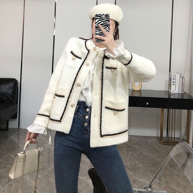 Áo khoác cardigan len lông thỏ cổ tròn phối 4 túi Timi Store dày dặn(ảnh thật cuối)