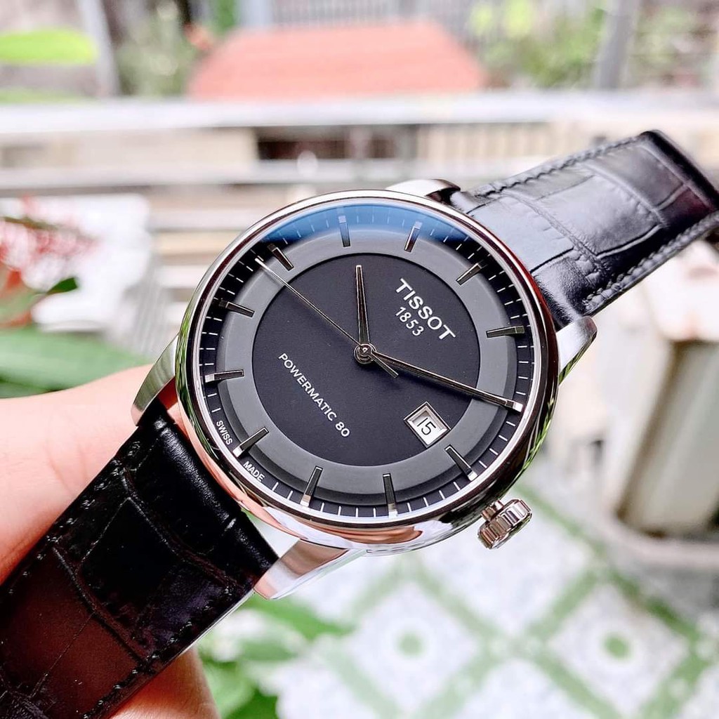 Đồng hồ Nam Tissot 1853 Luxury Automatic T086.407.16.051.00 Mặt đen,Lịch ngày,Kính Sapphire-Máy cơ-Dây da đen-Size 41mm