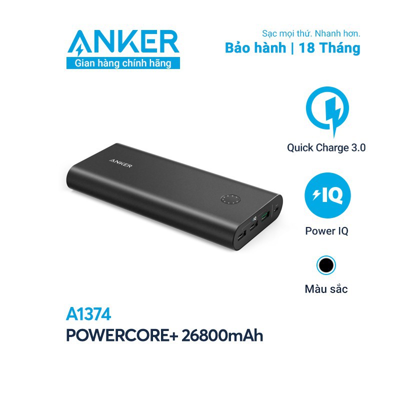 Pin sạc dự phòng ANKER PowerCore+ 26800mAh Quick Charge 3.0 - A1374