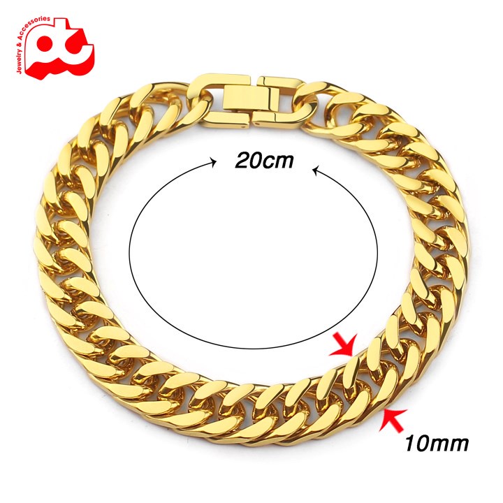 Lắc tay nam kiểu lặc đôi titan cao cấp rẻ đẹp khóa bộ cao cấp thép không gỉ PT JEWELRY cỡ 10mm mạ vàng PTLTNA16