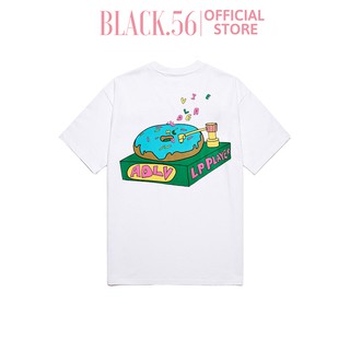Áo thun unisex ADLV-EMBO RECORD DONUT , áo thun nữ form rộng tay lỡ oversize cá tính , BLACK56 M142