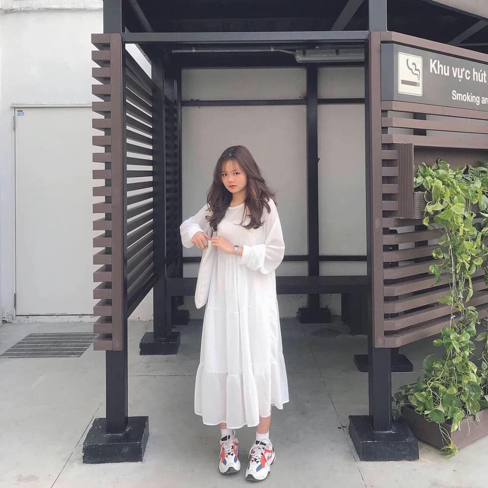 Đầm Midi Nữ Váy Tiểu Thư Dáng Dài Viền Tâng 2 Màu