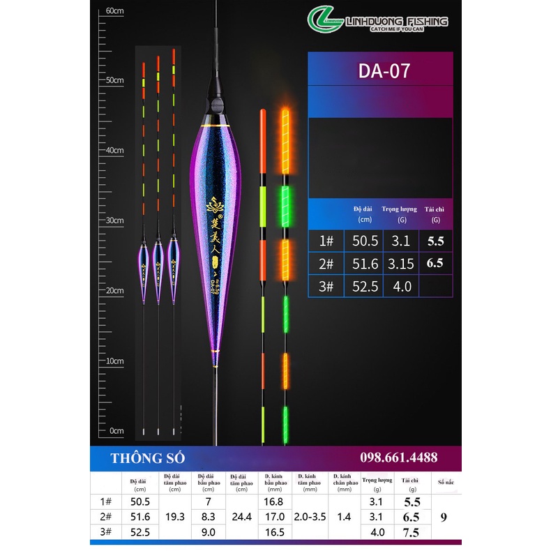 Phao săn hàng ngày đêm - DA , ngọn chống gãy, độ cứng cao, tín hiệu chuẩn được làm từ Nano cao cấp