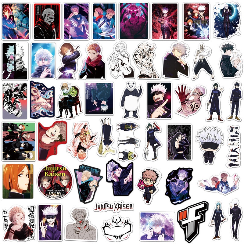 Set 10/50 Sticker PVC Chống Thấm Nước Hình Anime Jujutsu Kaisen Trang Trí Xe Đạp/Laptop/Xe Đạp DIY