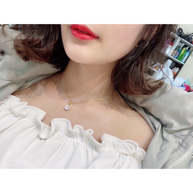 XẢ NHANH dây chuyền bạc mặt vuông+ mặt xi vàng giá cũ 250k