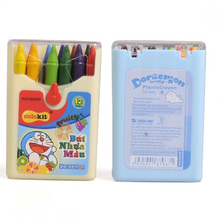 Bút Sáp Nhựa 12 Màu Doraemon Colokit PCR-C05/DO