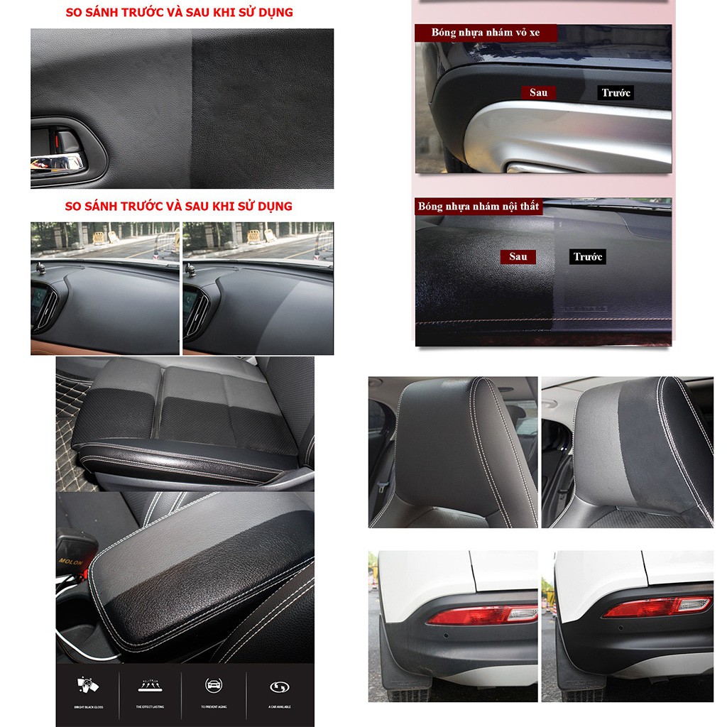 Chai Xịt Dưỡng Nhựa Nhám, Làm Đen nhựa nhám, Làm Mới Ghế Da HaoSun Hương Chanh