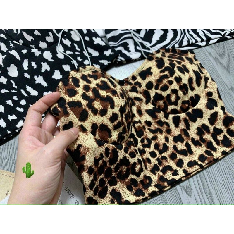 Áo 2 dây croptop phối màu họa tiết sexy