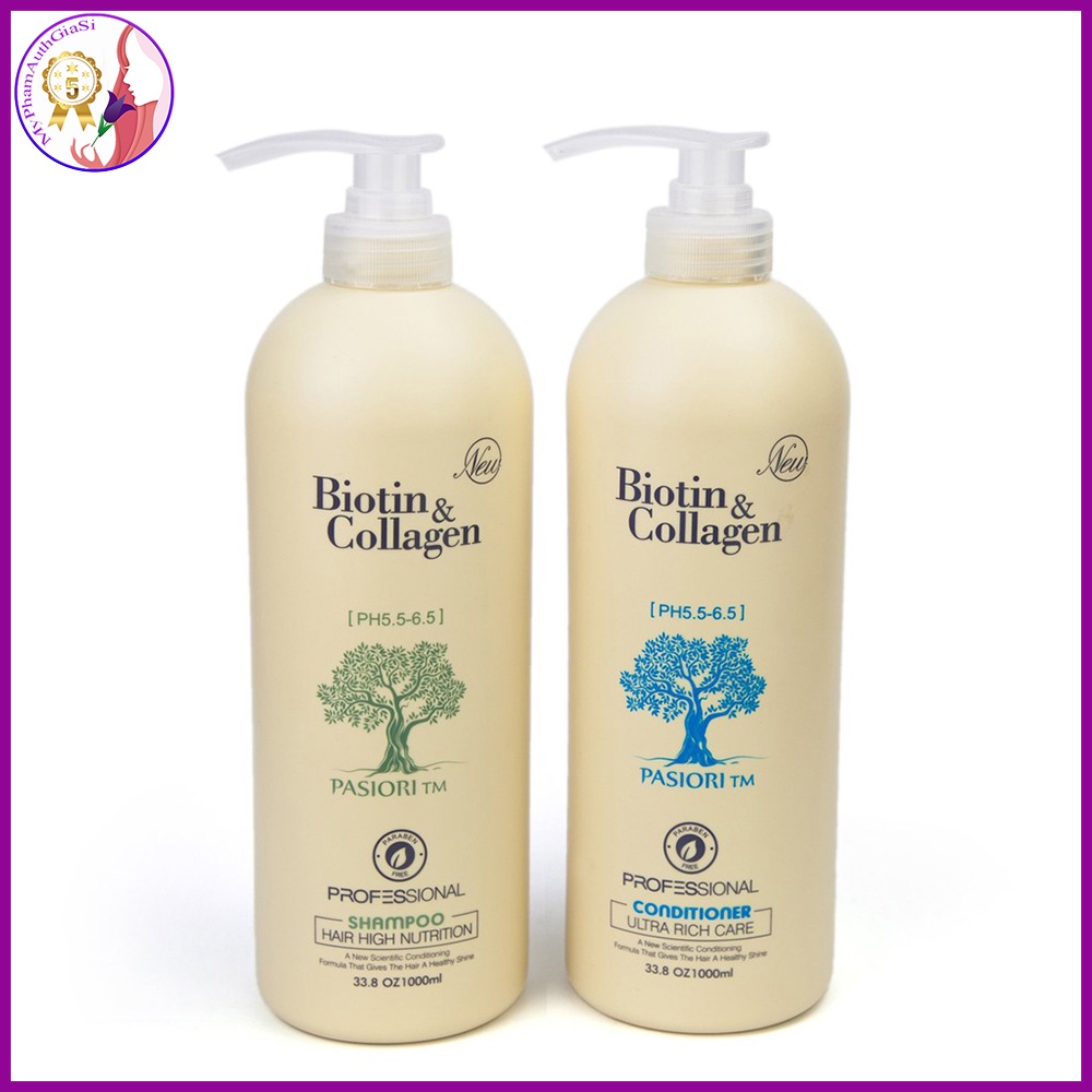 [Biotin] Dầu gội xả biotin trắng - biotin collagen giảm rụng tóc phục hồi tóc bị khô gãy hư tổn 1000ml chính hãng(combo)