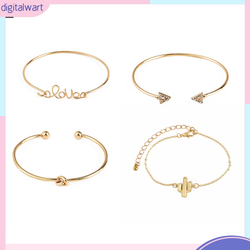 Bộ 4 Vòng Đeo Tay Nữ Phong Cách Vintage Xinh Xắn