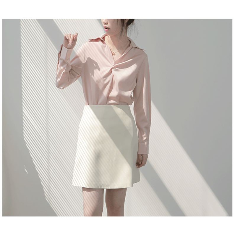 Áo sơ mi nữ công sở cổ xoắn satin phong cách