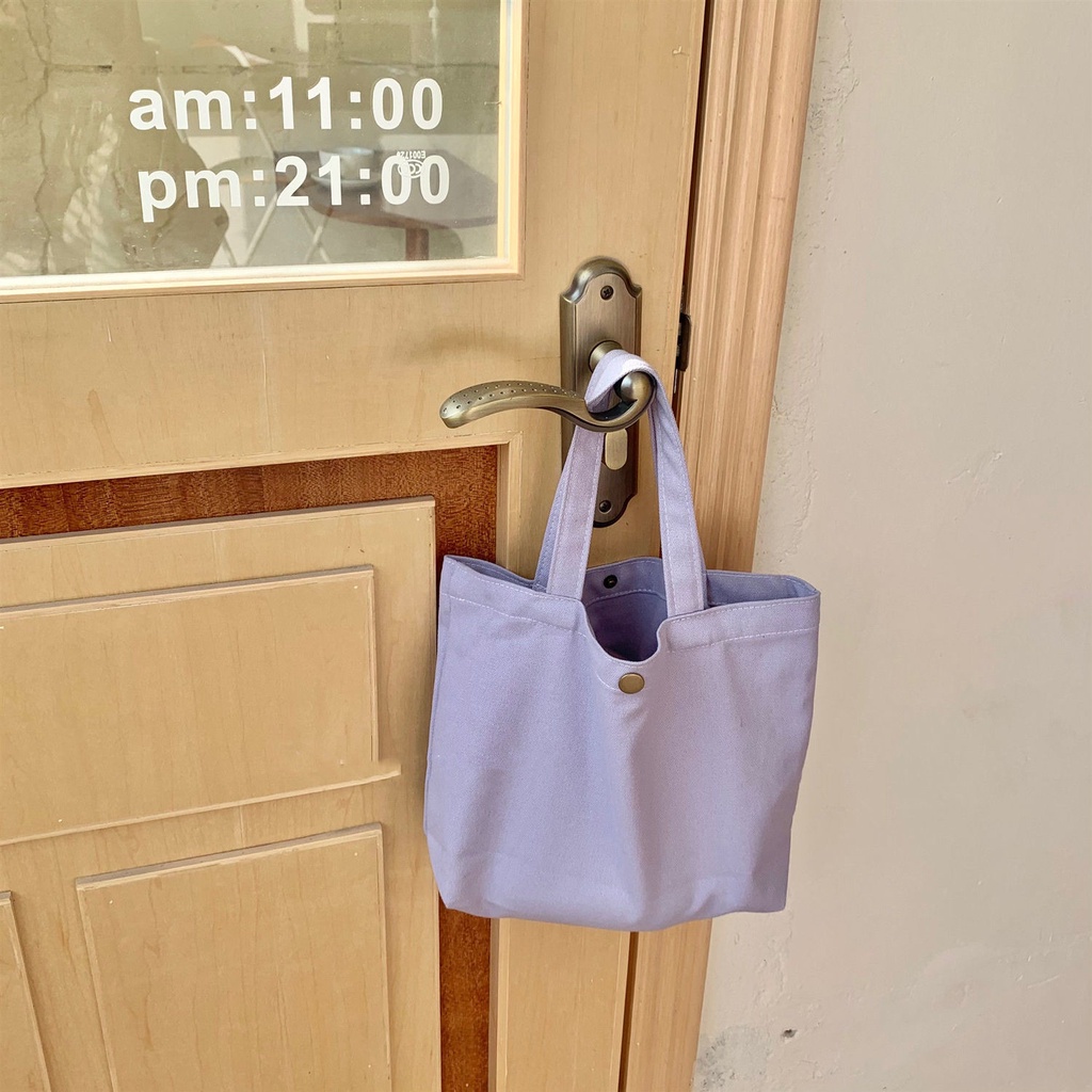Túi Vải Canvas Màu Sắc Đơn Giản Phong Cách Hàn Quốc Cho Nữ