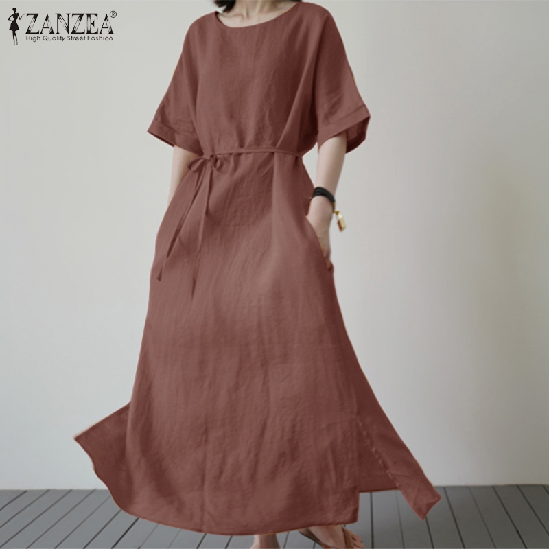 Đầm Maxi Tay Lửng ZANZEA Cổ Tròn Thời Trang Dành Cho Nữ | BigBuy360 - bigbuy360.vn