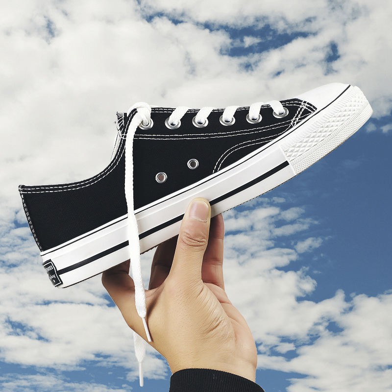 Harajuku Korean Men's Low Collar Canvas Youth Sneakers Non-slip Comfortable Flat Sandals