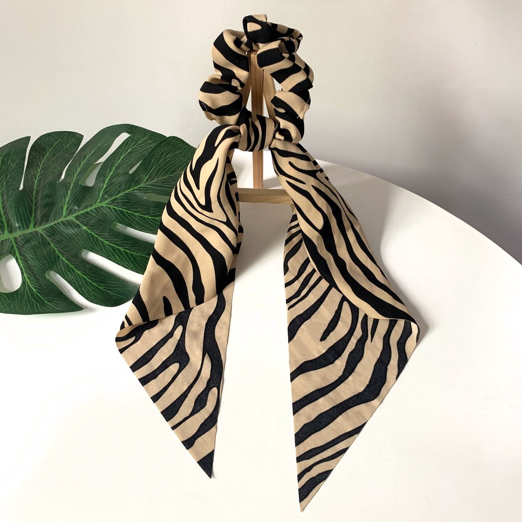 (0488) Scrunchies Dây Chun Buộc Tóc Bản Dài Vằn Ngựa Cá Tính