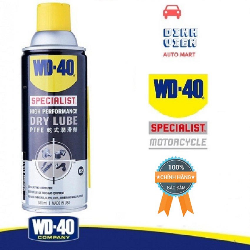 [CAO CẤP] Chai Dầu nhờn khô, tác dụng cao WD-40 Specialist High Performance Dry Lube (360ml)