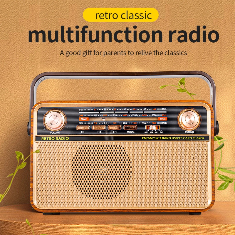 Radio FM Ba Băng Tần Thiết Kế Cổ Điển Cổng USB Thẻ Nhớ / Audio Thiết Kế Mới