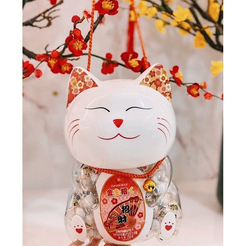 Kẹo sô cô la mèo thần tài may mắn trang trí rỏ quà tết mini