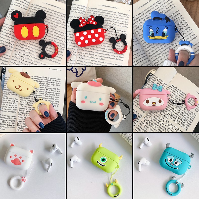 Vỏ bảo vệ hộp sạc tai nghe Airpods Pro không dây bằng silicon mềm hình chú ếch mèo hoạt hình dễ thương