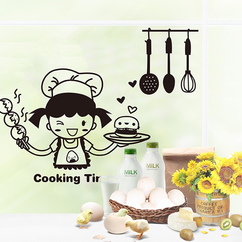 Miếng dán tường/ tủ lạnh họa tiết nấu ăn dễ thương trang trí nhà cửa