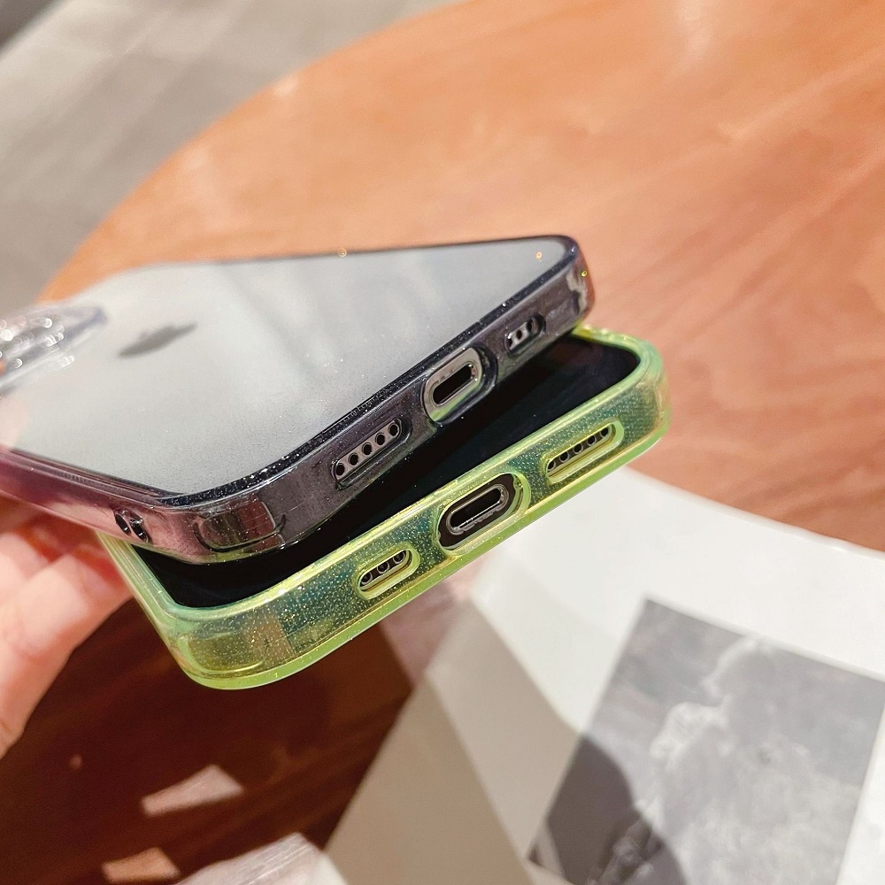 Ốp Điện Thoại Silicon Mềm Trong Suốt Đính Đá Lấp Lánh Màu Gradient Sang Trọng Cho iPhone 13 12 11 Pro Max