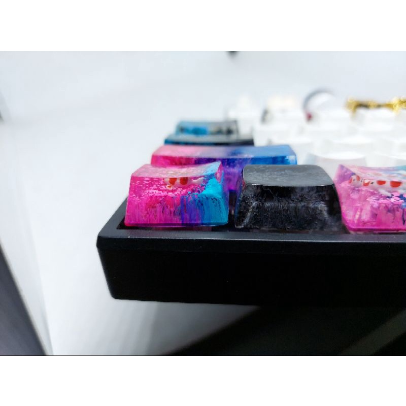 Keycap resin cá koi mini 1.25u tone xanh hồng trang trí bàn phím cơ gaming