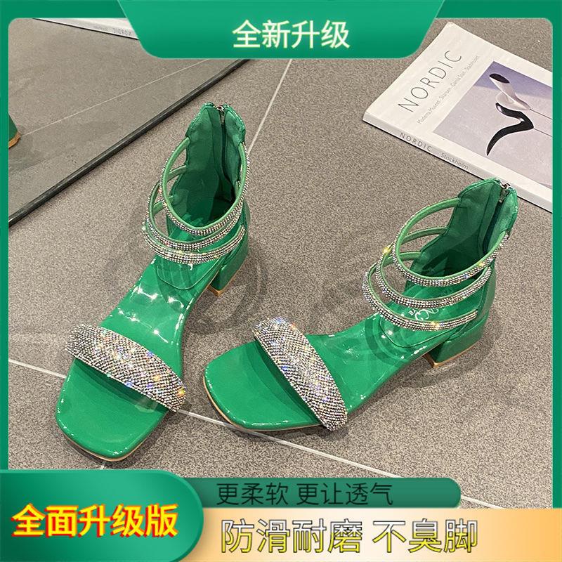 Xăng đan Cao Gót Đính Đá Có Dây Kéo Mẫu Mới 2022 Dành Cho Nữ