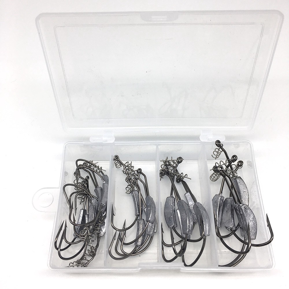 Hộp 25 Lưỡi Câu Cá Bằng Chì Nguyên Khối Kèm Móc Lò Xo Mềm Mại Tiện Dụng