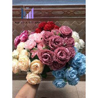hoa trà xù 9 bông 7 màu cao cấp-Hoa giả