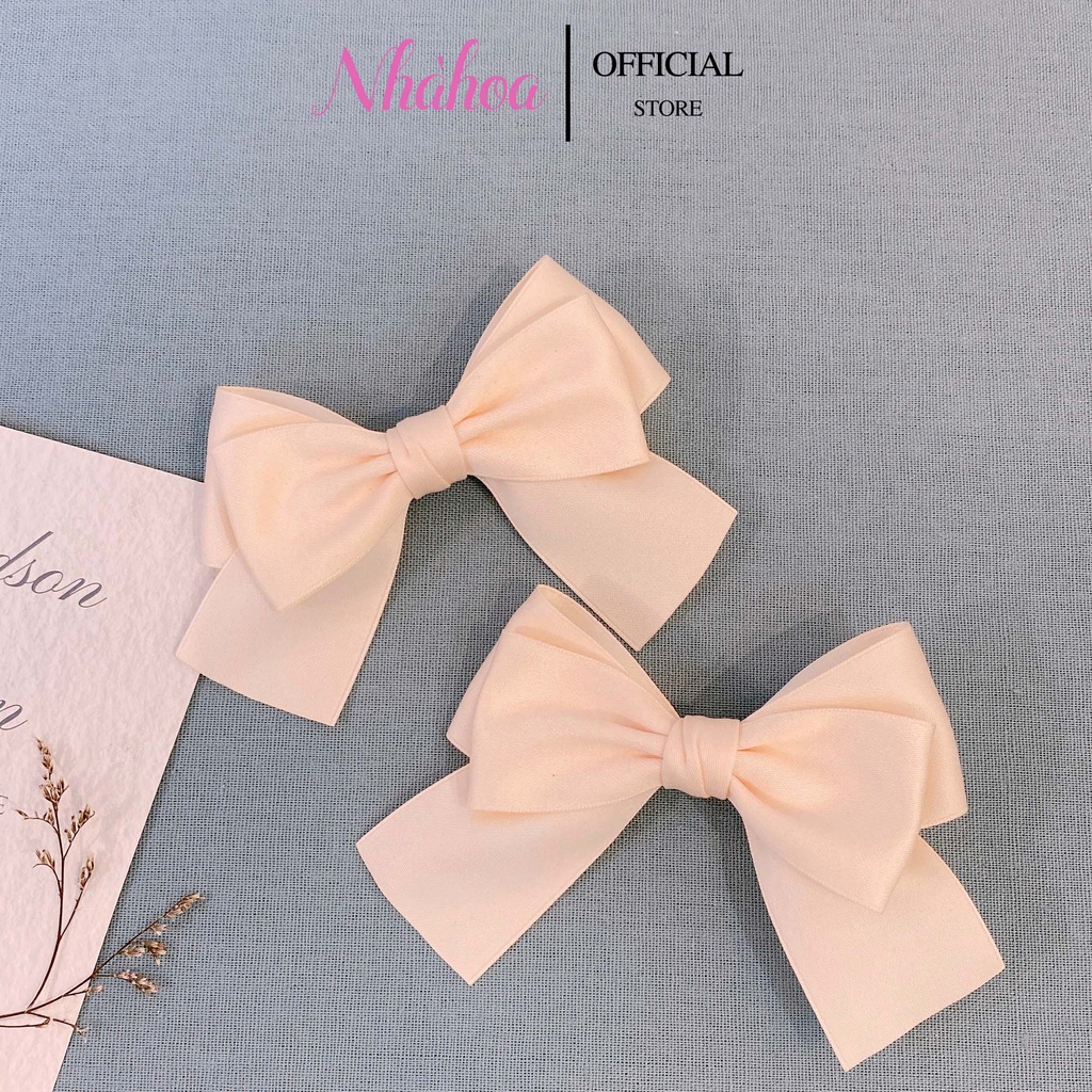 Kẹp Tóc Kẹp Mái Nơ JISOO BLACKPINK Chất Lụa Mờ Màu Đen - Chính Hãng NHÀ HOA