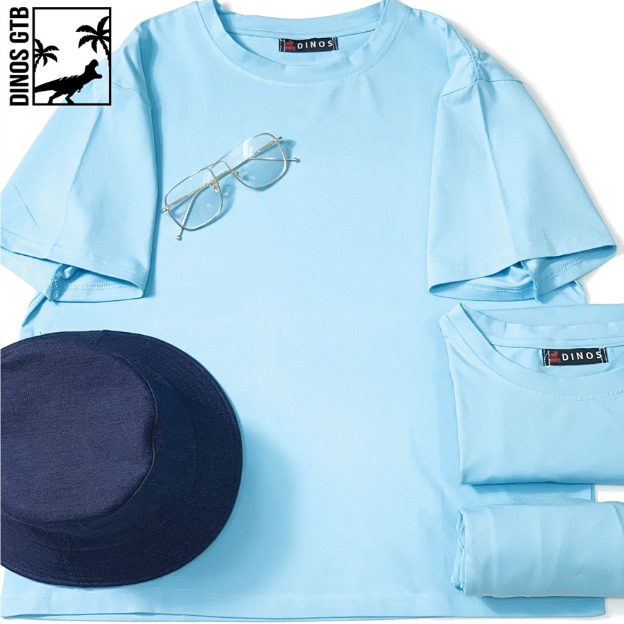 Áo thun nữ cổ tròn trơn Cotton nhiều màu, áo thun không cổ form rộng tay lỡ Cotton Spandex 4 màu DINOS