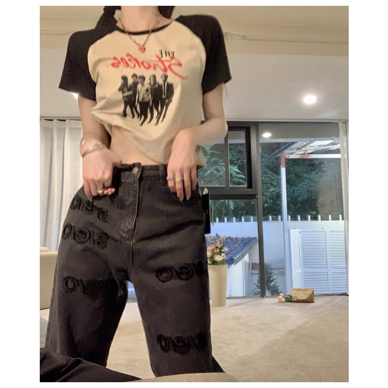 Áo Thun Ngắn Dáng Ôm In Họa Tiết Kiểu Retro Thời Trang Mùa Hè Cho Nữ