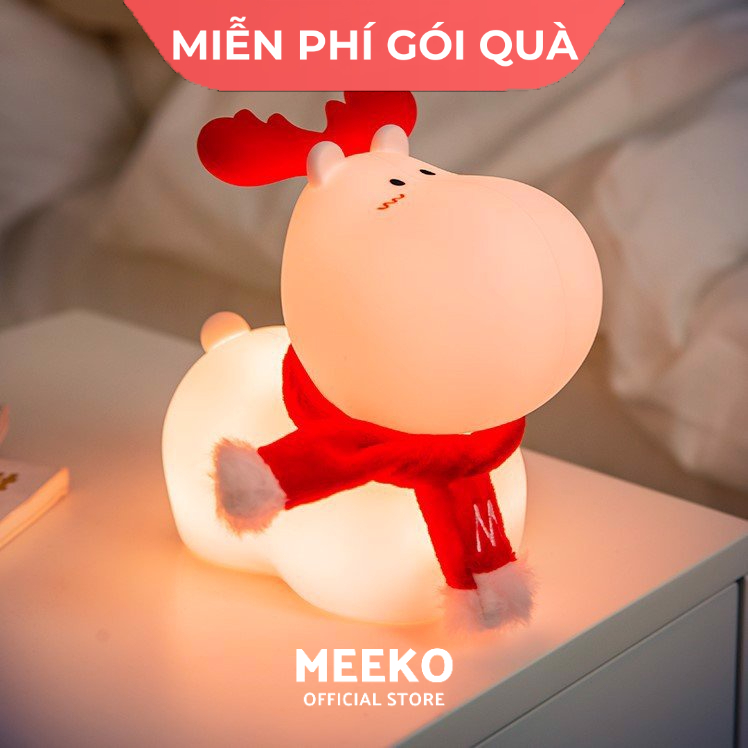 Đèn ngủ cảm ứng tuần lộc béo ú thay đổi độ sáng đổi 7 màu silicon Bemi MEEKO