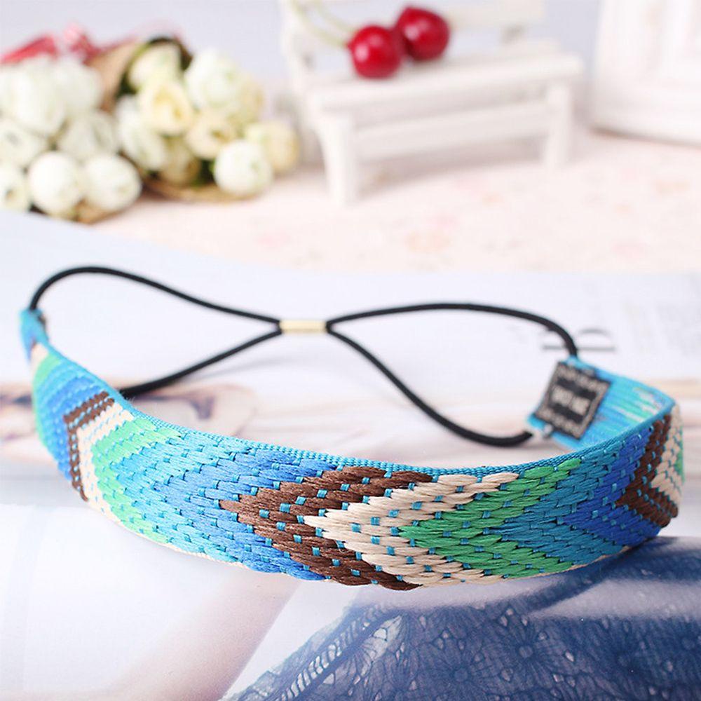 Băng Đô Bện Dây Cao Su Họa Tiết Thêu Phong Cách Dân Tộc Thời Trang