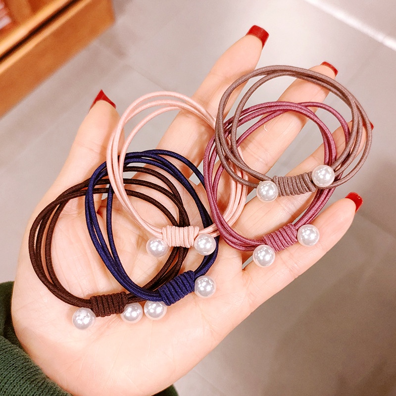 1 Dây Buộc Tóc Co Giãn Đính Hạt Ngọc Trai Kiểu Dáng Mới Dành Cho Nữ